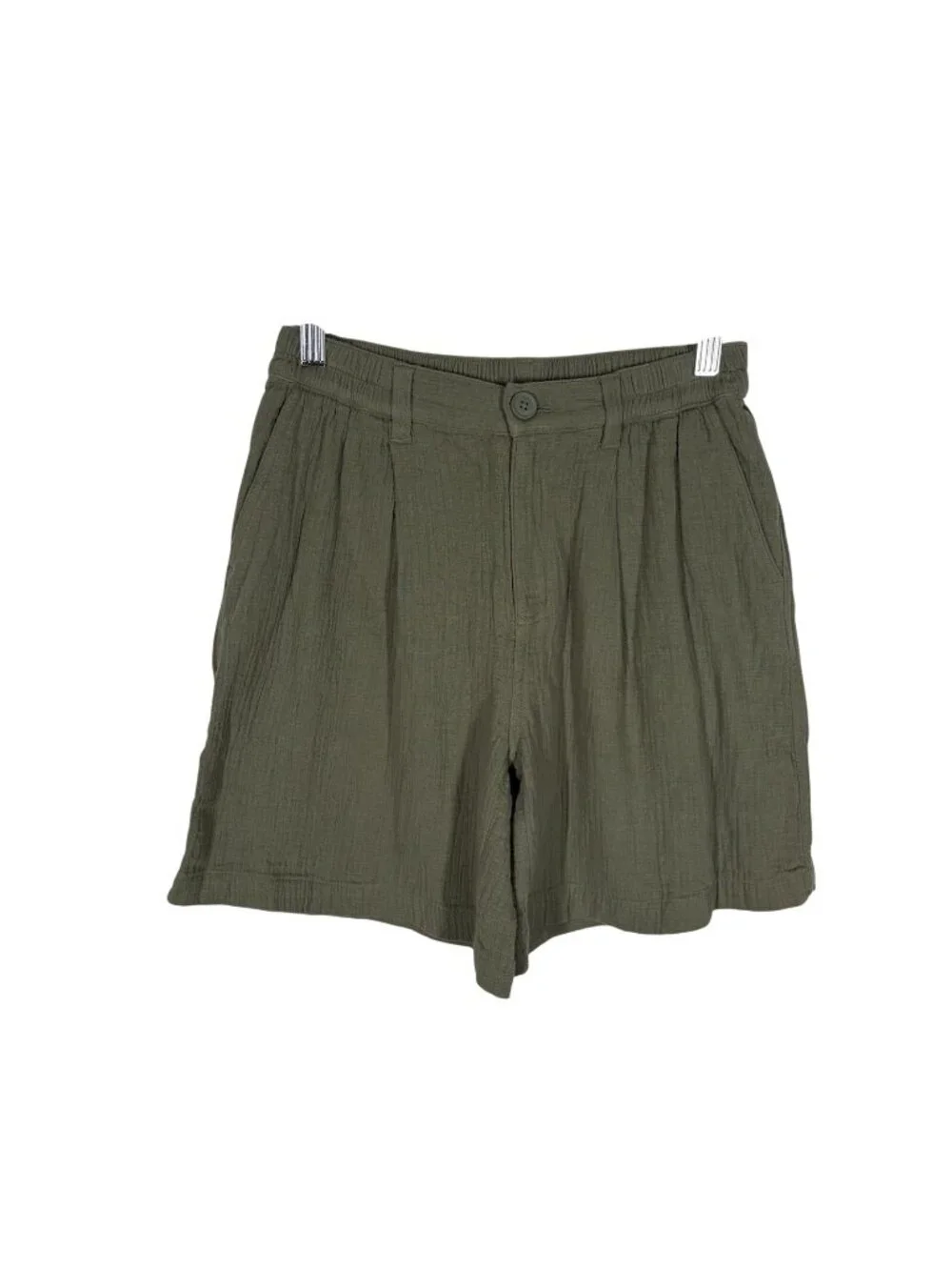 Aerie Women XS Olive Green Cotton Gauze Pleated Daybreak Trouser Shorts NWT - Picture 4 of 12